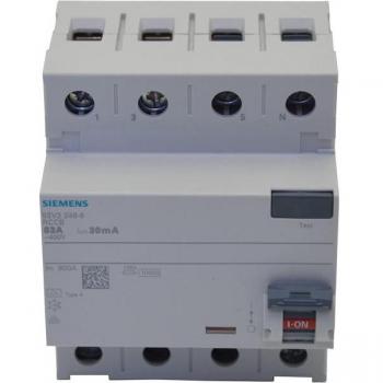 Siemens 5SV3344-6 Residual Current Circuit Breaker, 40A, 4-pole, 30mA, 400V