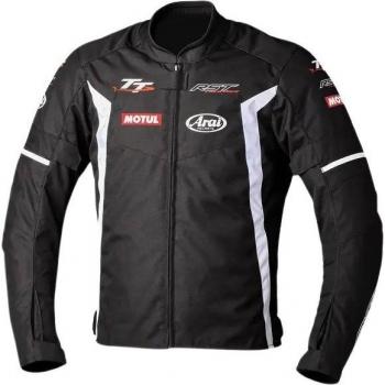 RST IOM TT Team Chaqueta textil de motocicleta Negra y Blanca