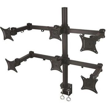 Monitor Tischhalterung schwarz für sechs Monitore ausziehbar von 10cm bis 105,8cm 180° neigbar 180° drehbar für Dell 24 U2412M