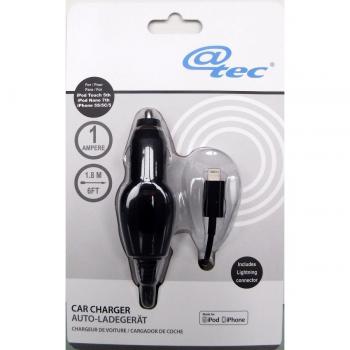 Arcotec @tec Car Charger Auto-Ladegerät, Lightning 1A, negro - apropiado para iPad 4, iPad Mini, iPhone 5, iPhone 5S, iPod Touch 5, iPod Nano 7, iPad Mini Retina, iPad Mini 2, iPad Air, iPhone 5C