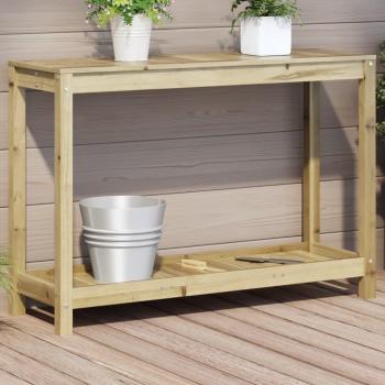 Mesa de plantación con estante 108x35x75 cm madera de pino liso marrón