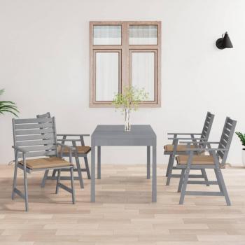 Sillas de comedor al aire libre con almohadas 4 piezas de acacia de madera maciza