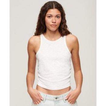 Superdry - Top de Tirantes Blanco con Detalle Fruncido