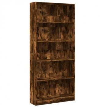 Estantería de madera de ingeniería roble ahumado 80x24x176 cm