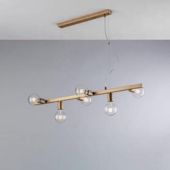 Araña contemporánea Fabian oro 6 luces E27
