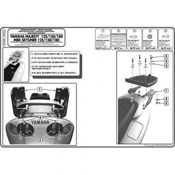 GIVI Soporte de baúl para Yamaha Majesty, MBK Skyliner 125