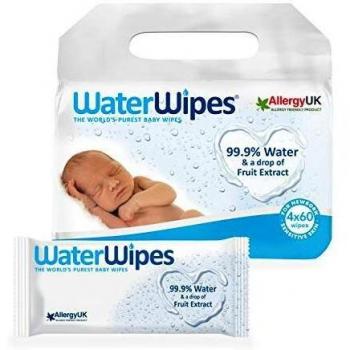 WaterWipes Toallitas para Pieles Sensible de Bebé, 99.9% agua purificada, No biodegradable, 60 Unidad