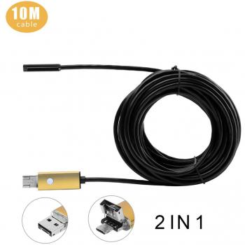 Resistente al agua 2.0 MP HD 720P endoscopio de inspección tubo cámara con Dual USB para Android y PC