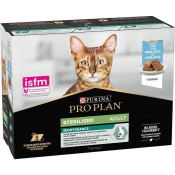 Purina Pro Plan Sterilized Adult Cat Wet Food Cod Flavor Mousse Multipack 10 x 75g