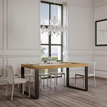 Mesa Extensible Tecno 90x180/440 cm Roble Natural Estructura Antracita