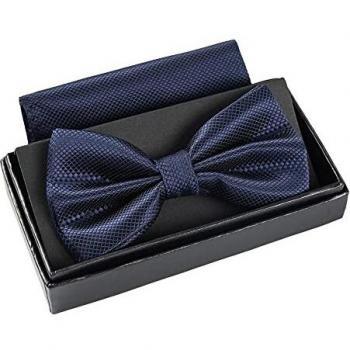 Massi Morino Pajarita con pañuelo en caja de regalo I pajarita hecha de microfibra I moño de diseño ajustable con pañuelo a juego con el color