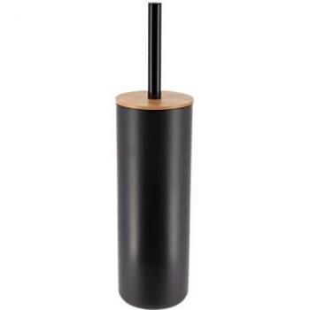 Tendance Black Bamboo Toilet Brush with Holder and Lid