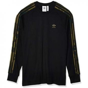 adidas Camo LS tee Camiseta de Manga Larga, Hombre, Black/Multicolor, L
