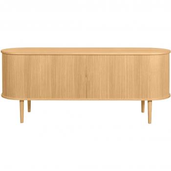 Aparador con puertas correderas de contrachapado de roble y roble macizo 160 cm Epic