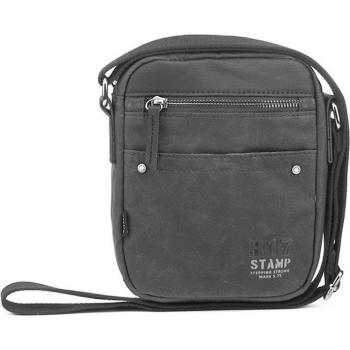 STEPPING STRONG STAMP - Bolso bandolera de hombre en lona encerada de color gris