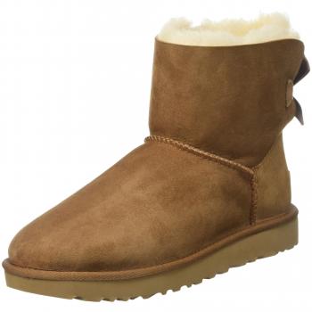 UGG Women's Mini Bailey Bow II Boot Sheepskin Classic Boots in Brown, Size 11