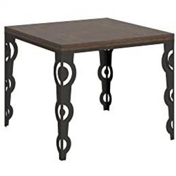 Mesa extensible Karamay Libra 90x90/180 cm con estructura de nogal y patas antracita