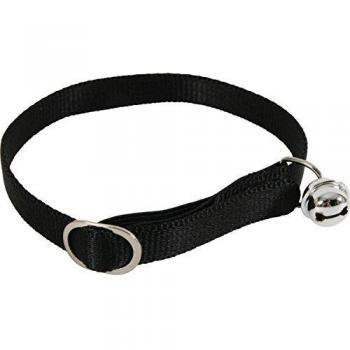 Zolux Adjustable Black Nylon Cat Collar with Bell - 10mm/30cm & Extra Strong 25mm x 40-63cm