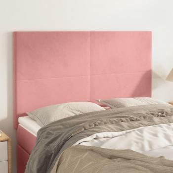 Cabeceros de terciopelo rosa (4 unidades) 72x5x78/88 cm