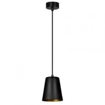 Lámpara de Suspensión Milargo EPIKASA, Acero con Recubrimiento de Polvo, Negro y Oro, 14x100x14 cm