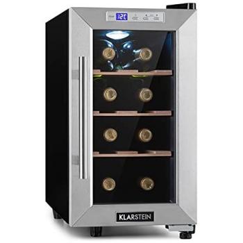 Nevera para vinos Klarstein Reserva 8 Uno, 23 litros, capacidad para 8 botellas, temperatura de 11-18 °C, nivel de ruido 26 dB, acero inoxidable