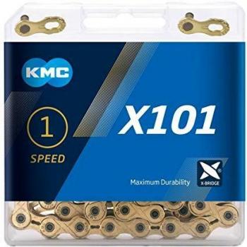 KMC Cadena X101, Unisex Adulto, Ti-Ni Oro, 112 Link