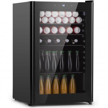 Nevera Klarstein Beercave 115L con 4 estantes, puerta de cristal triple aislamiento y panel táctil