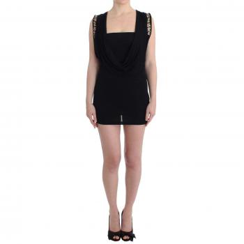 Roccobarocco Women's Black Embellished Jersey Mini Sheath Short Dress
