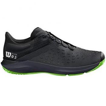 Wilson Kaos 3.0 Clay, Zapatilla de Tenis para Tierra Batida, tenistas de Cualquier Nivel para Hombre, Negro/Verde, 46 2/3 EU