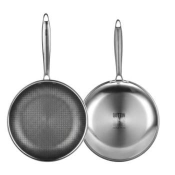 Sartén Acero Inoxidable Triplex 30 cm con Antiadherente Triple Capa y Interior Tipo Panal, Apta para Inducción, Gas y Vitrocerámica, Lavavajillas, Cocina Saludable y