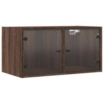 Mueble Pared con Puerta de Cristal 2 Piezas Roble Marrón 68,5x37x35cm