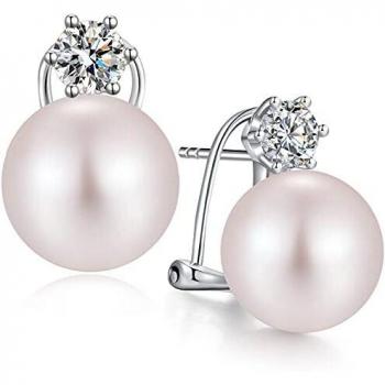 Pendientes de Botón para Mujer en Plata de Ley 925 con Perlas 13mm
