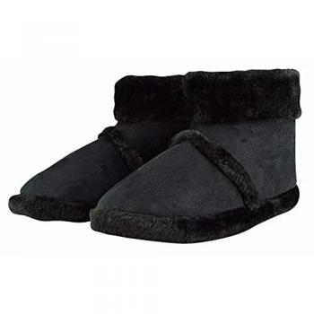 Men's Memory Foam Fleece Ankle Booties Slippers with Fluffy Collar - Black Size 8 UK