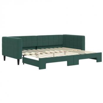 Sofá cama nido de terciopelo verde oscuro 90x200 cm con cama extraíble