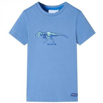 Camiseta Infantil de Manga Corta con Estampado de Mono Azul Medio 92
