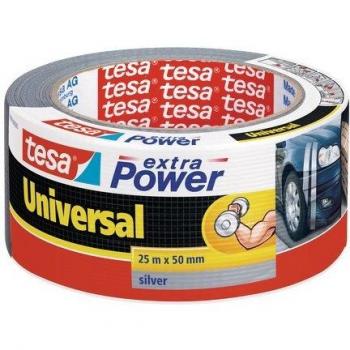 tesa Extra Power Universal , Cinta Adhesiva Americana Reforzada para Reparar, Fijar, Agrupar, Reforzar o Sellar , Gris , 25 m x 50 mm