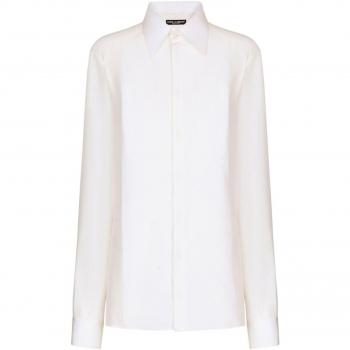 Dolce & Gabbana Women's Silk Crepe-de-Chine Shirt in White | Size M | F5R36TFU1UQW0111