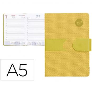 Agenda encuadernada Liderpapel Lidhor 15x21 cm 2024 día página color amarillo papel 70 gr