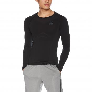 Odlo L/S Crew Neck Evolution Light Camiseta Térmica, Hombre, Negro/Gris