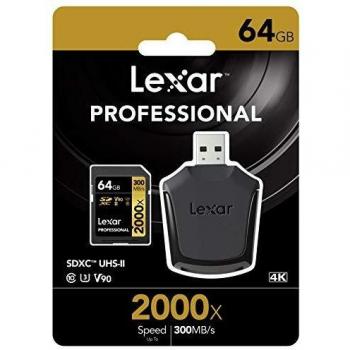 LEXAR Carte SDXC 64 Go 2000X V2 Professional 150 Mo/s Classe 10 UHS-II U3