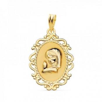 Medalla de Virgen Niña en oro 18k para Primera Comunión