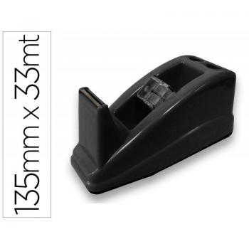 PORTARROLLO SOBREMESA Q-CONNECT PLÁSTICO PARA CINTA DE 33 MT COLOR NEGRO 135X58X60 MM