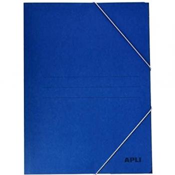 APLI-Carpeta con gomas tamaño folio 3 solapas color azul