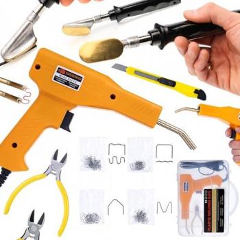 Rosfix Set de Soldador y Grapadora para Plástico con Maletín – Diseño Ergonómico, Alta Resistencia, Incluye 200 Grapas