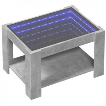 Mesa de centro y LED madera ingeniería gris hormigón 73x53x45cm