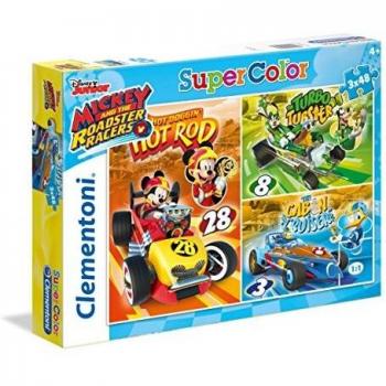 Clementoni- Puzzle Mickey and The Roadster Racer 3 X 48 PZAS, Multicolor