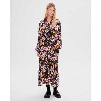 Selected Femme - Vestido largo estampado de mujer con botones