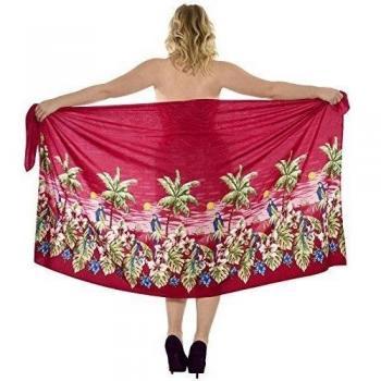 Mujeres La leela likre vista a la playa pareo palmera traje de baño envuelven 88x39 pulgadas roja