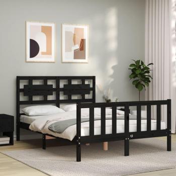 Cabecero de cama negro de madera maciza 140x190 cm