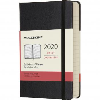 Moleskine 12 Months Agenda Daily 2020, Hard Cover and Elastic Closure, Black Color, Pocket 9 x 14 cm, 400 Pages
